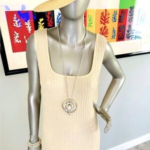 NWOT French - H & M Sleeveless Maxi Dress in Tan - Stretchy, Textured Fabric